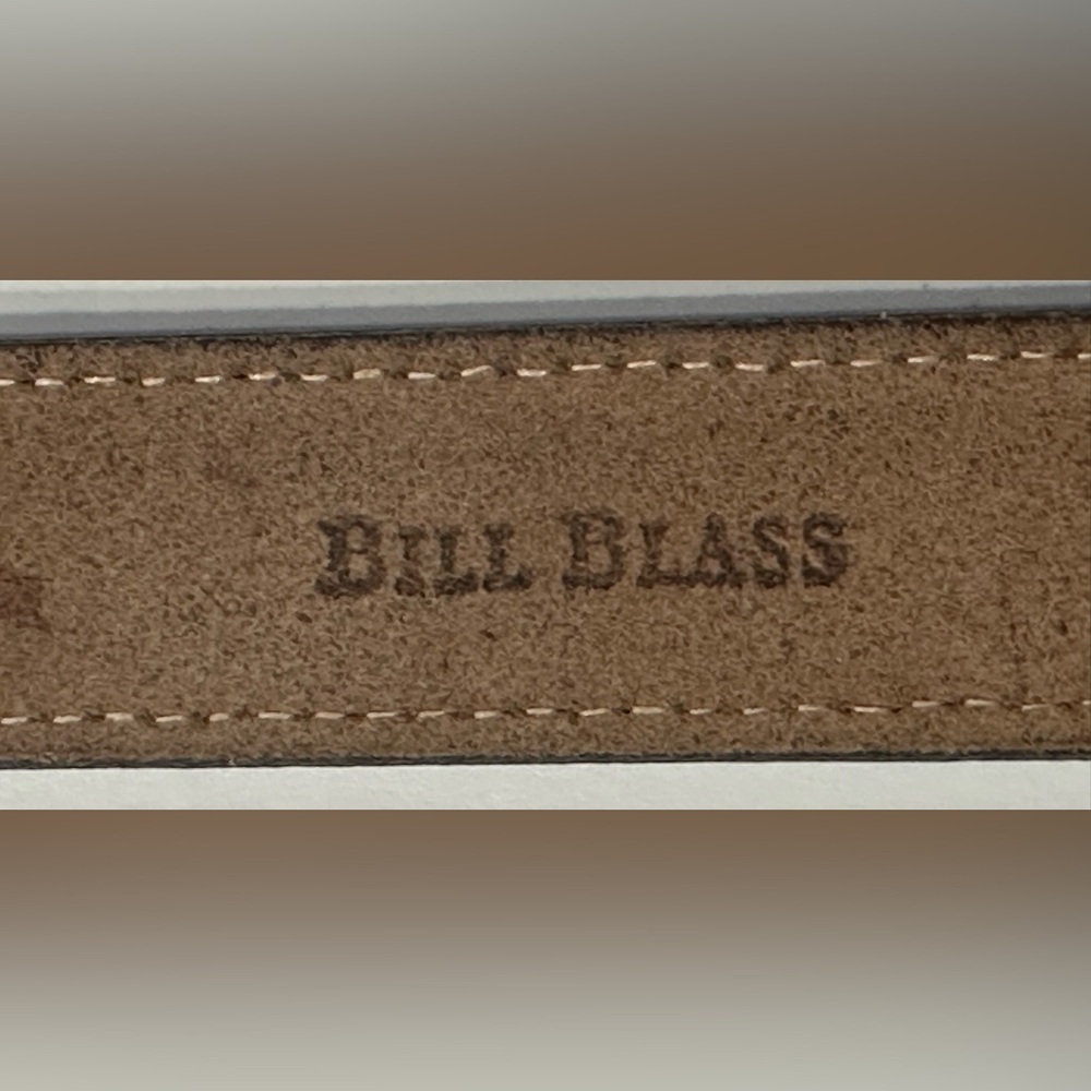 BILL BLASS DESIGNER CORDOVAN BROWN LEATHER BELT, CROCO-EMBOSSED, GOLD BUCKLE, - Picture 2 of 14